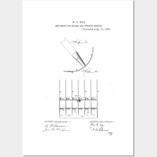 Mixing and working mortar Vintage Retro Patent Hand Drawing Funny Novelty Gift Posters and Art